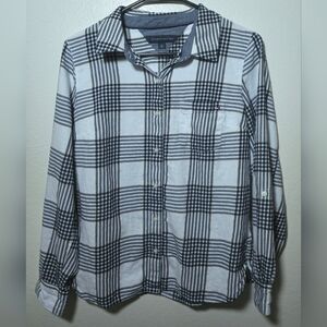 Tommy Hilfiger Womens Black and White Plaid Shirt